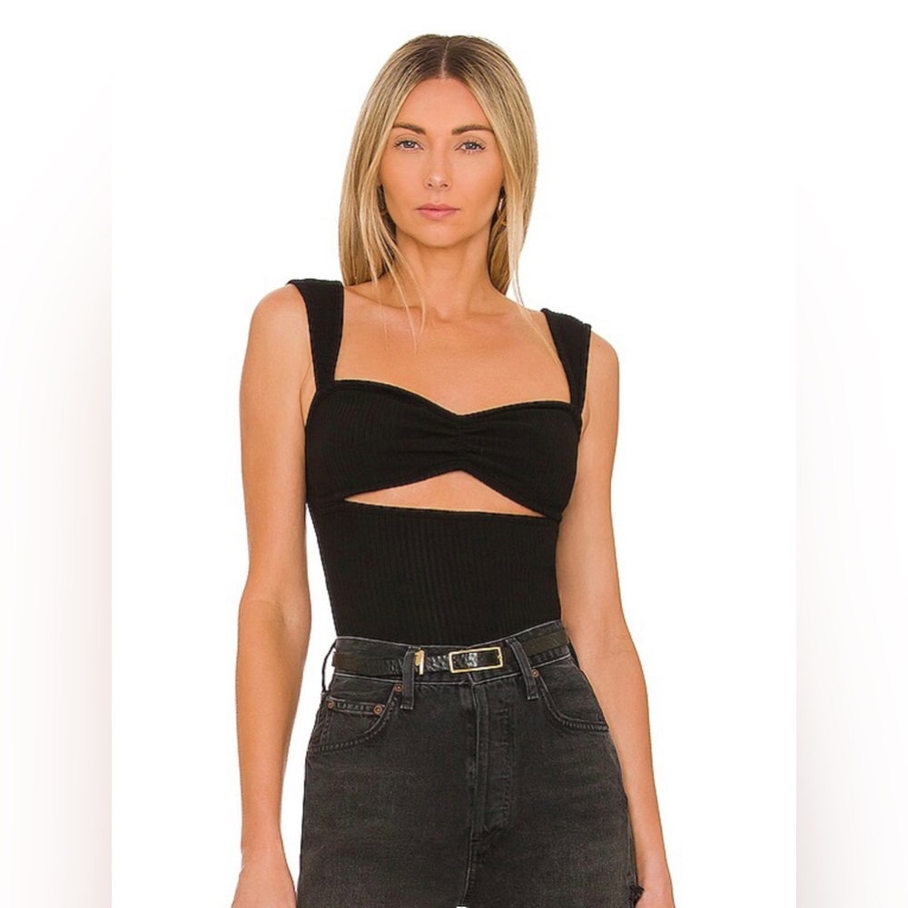 NWT Agolde Isla Cut Out Ribbed Tank in Black